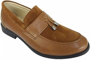 SIRRI Boys Suede Dress Shoes Slip on Tassel Formal Loafers