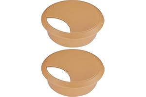 cyclingcolors 2x Passacavi Scrivania Plastica 68mm Uscita Guida Cavo Tavolo Mobili Tondo, Marrone chiaro