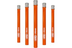 BGTEC - Set di punte diamantate per trapano a secco, 5 pezzi, 6 mm, per granito, marmo, muratura, cemento, piastrelle/ceramica, vetro, plastica dura, kit di punte diamantate brasate sottovuoto