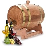 Ejoyous Eichenfass 1.5L Holzfass Weinfass Whiskyfass Weinrot Weinfass, Eichenfass Zur Lagerung von Wein, Schnaps und Whisky, 