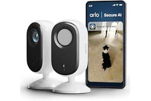 Arlo Essential 3 HD Security Camera Indoor, Wired Home Security Camera with Auto Privacy Lens Cover, Night Vision, Smart Siren, 2 Way Audio & WiFi, Arlo Secure Trial Included, 2 Cameras, White