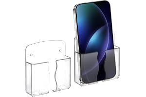 APLZGMG 2 styck Universal väggfäste mobil, Självhäftande mobilhållare vägg med laddningshål, Transparent mobilväggfäste, Mobi