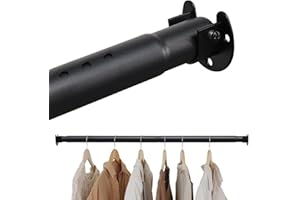 IHOMEPARK Barras de armario para colgar ropa, barra de metal ajustable de 40 a 212cm, barra de armario extensible resistente, barra retráctil de 1.1 pulgadas de diámetro para armarios, lavandería, RV, color