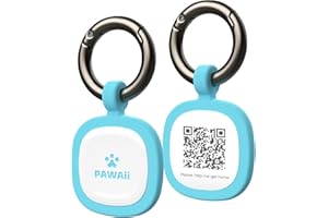 ‎PAWAII Pawaii Hundemarke, Personalisierte Hundemarken und Katzenmarken, QR Code Adressanhänger für Hunde, Dog Tag mit Hunde Online Profil, Geräuschlos und Verschleißfest Silikon Hunde Tag Sky Blue