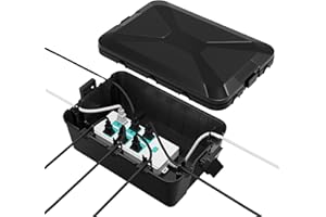 VEGOATY Scatola per cavi extra grande, impermeabile, 26 x 15 x 9 cm, IP54, impermeabile, colore nero, scatola di prese, 6 ingressi e uscite, cavo esterno sicuro per protezione, presa, timer, plug