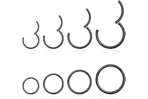 jagosen Nasenpiercing Ring Silber 8stk 18g Nasenring Nostril Septum Piercing Rings Set Chirurgenstahl Dünn Lippenpiercing Septum Clicker Knorpel Piercing Ohr Für Damen Männer 8mm/10mm/12mm/14mm