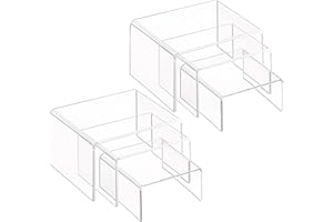 AUFIKR Przezroczyste akrylowe podstawki wystawowe, półka ekspozycyjna, na biżuterię, figurki, potrawy bufetowe, babeczki, 2 zestawy.