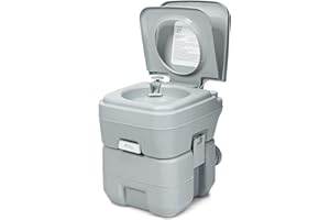 COSTWAY 20L Toilette Portatile con Serbatoio d'Acqua Rimovibile a Maniglia, WC Chimico da Esterno per Campeggio, Water Portatile per Adulti e Anziani, Supporto Carico 200kg, 36 x 42 x 43 cm (Grigio)