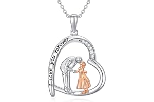 enjoylifecreative Père fille collier S925 en argent Sterling amour coeur pendentif chaîne père fille bijoux cadeaux pour femmes filles