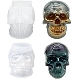 WYAHYQ 2Stücke Epoxidharz Formen Slikon Groß Totenkopf Resin Silikonformen Halloween Schädel Gießformen für Beton Gips Kerzen