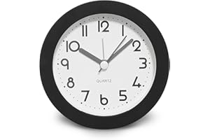 CHEDIN Okrągły budzik dla dzieci, 10 cm, bez tykania, budzik dziecięcy, do karmienia budzik nocny dla chłopców i dziewczynek z oświetleniem (czarny)