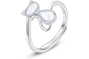 VIKI LYNN Verstellbare Katzen Ringe aus 925 Sterling Silber und Mondstein Weihnachtsgeschenke für Frauen Mädchen