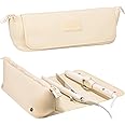 Travel Bag for Hair Styling Tools and Heat Resistant Mat for Straighteners, Curling Irons and Hair Care Accessories, 2-in-1 Design Carry Case with Inner Pockets, Compact Organiser, Neoprene, ivory, 15