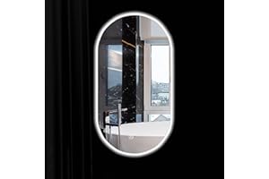 NOYHHAV Espejo Pared Espejo Oval baño Espejos Decorativos de Pared Espejo con luz Interruptor táctil retroiluminación LED Blanca Oval 50 * 80CM