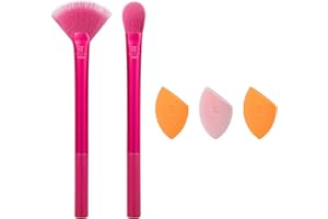 Real Techniques Limited Edition Starlite Nights Brush + Gąbka, zestaw do makijażu i gąbki, zestaw do mieszania pędzli i makijażu, do podkładu, podkładu i proszku, do matowej lub dewy skóry,