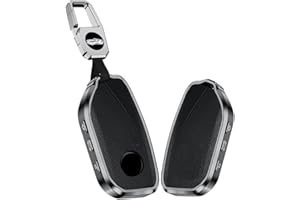 KUNIO Etui na klucze pasuje do BMW X7, X1, U11, iX ix1, Tourer, U06, X6, XM, 7 G07, I7, 2023, ze stopu aluminium, skórzane etui na kluczyki samochodowe, etui ochronne na klucze, czarne