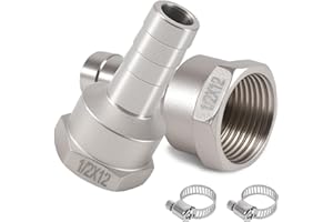 TOOLKNIGHT 2 Stück Edelstahl Schlauchtülle, 12mm x 1/2 Zoll Innengewinde Schlauchverschraubung, DN15 Barb Schlauchanschluss,Schlauchverschraubung mit Widerhaken, für Kraftstoff, Luft, Wasser, Öl