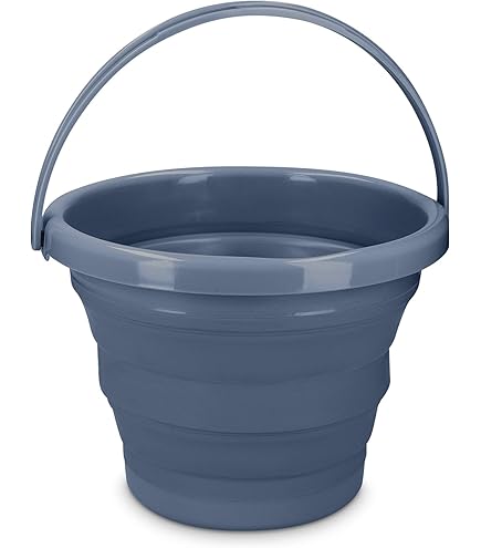 Secchio Pieghevole Da 5 Litri - Design Compatto E Salvaspazio | In Plastica E Silicone | Manico Ergonomico | Nero E Grigio - Foto 10