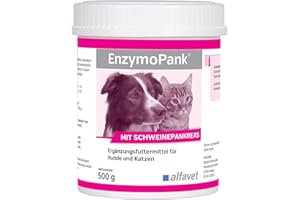 alfavet EnzymoPank 500 g – Ergänzungsfuttermittel für Hunde & Katzen – Pankreas-Pulver zur Unterstützung der Verdauung – Enzyme aus Schweinepankreas & mit verdauungsfördernden Kräutern