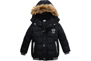 SOSOUL Boys Winter Down Jacket Coat Waterproof Faux Fur Hooded Parka Kids for 2-6 Years Teenage Snowsuit Outerwear