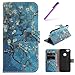 Price comparison product image EMAXELERS Huawei P10 Lite Case Cute White Tiger Animal Flower Pattern Stand Handset Cellphone Magnetic Closure Card Slots Protective Cover Skin Case for Huawei P10 Lite Blue Apricot Tree