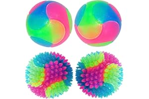 FineInno 4 Pcs LED Juguete de Pelota de Masticar,Bola de Mascota Perros, Bola de Salto para Perros y Gatos, luz LED Intermitente Chew Ball Toy