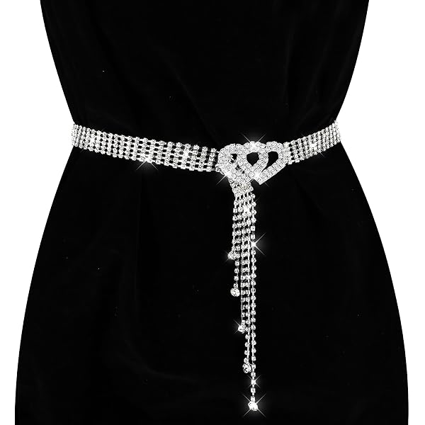 Cintura Elastica Donna Con Fibbia Farfalla E Strass Scintillanti - Cintura Sottile Vita Elasticizzata, Perfetta Come Cintura Da Sposa O Per Abiti E Gonne (Nero, Vestibilità Vita 31,5-40)