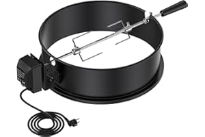 Onlyfire BRK-6009 Tournebroche Rôtisserie Pour Weber 47 cm Barbecue Charbon Bouilloire Grills Compact, Noir