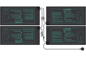 Luxbird 4 Pack Daisy Chain Seedling Heat Mats for Indoor Plants, 10" x 20.75" Waterproof Plant Heating Pad, 21W for Seed Starting, Germination, Hydroponics, Brewing, Breeding, Greenhouses