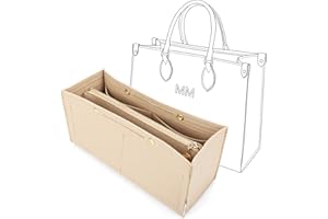 LEXSION Felt Purse Organizer Insert,Handbag Organizer with Detachalbe Zipper Pocket for ONTHEGO MM,3 Size 8034 Beige Medium