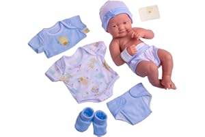 JC TOYS - Bambola La Newborn appena nata da 38 cm, in vinile morbido, include abbigliamento e 8 accessori, blu, disegnata in Spagna da Berenguer, 2 anni