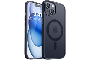 CANSHN Funda Magnética para iPhone 15, Protección Grado Militar, Carcasa Translúcida Mate Trasera Fina Antigolpes (Negro)