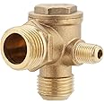 Air Compressor Check Valve, 3-Way Brass Air Compressor Valve Male Threaded Non-Return Check Valve 3-Port Tube Connector Tool 20x17x10mm/0.8x0.6x0.4in