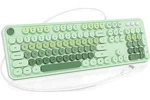 SOLIDEE 100% klawiatura membranowa, 104 klawisze w stylu punk retro, okrągła klawiatura membranowa, z kablem USB do komputerów PC/Win/Mac/Laptop (American QWERTY) (GT108 Green)