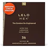 LELO HEX Respect, Raffinati Preservativi XL con Innovativa Struttura Esagonale, Profilattici Sottili e Robusti in Lattice, Lu