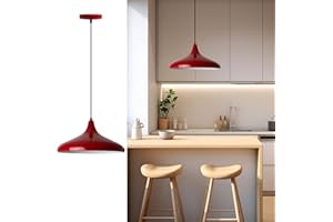 bamyum Champion Lámpara de Cocina, Lámpara Techo Colgante Vintage, Lámpara de Techo con Pantallas de 35 cm y Lámpara de Isla de Cocina de Metal de Lámparas de Techo Rojo