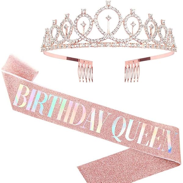 Corona Compleanno E Fascia Per Capelli 'It's My Birthday' - Set Accessori Festa Per Donne E Ragazze - Tiara Brillante - 2
