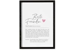FJLLRVEN Definition Poster & Kunstdrucke | Weihnachtsgeschenke Beste Freundin Geschenke | Wandbilder Wohnzimmer | Weihnachten Geschenk Beste Freundin Geburtstag Wanddeko Deko Wohnzimmer DINA A4 mit Rahmen