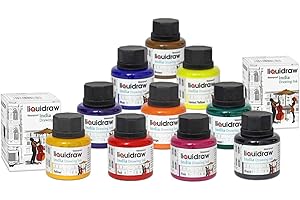 Liquidraw Set di 10 inchiostri da disegno colorati, impermeabili, 35 ml