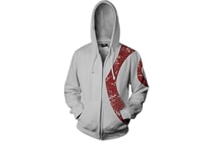 Harrypetter Kratos Cosplay Costume Adult Game Cosplay War God Printing Hoodie Jacket Pullover Black/White