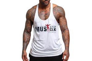 Muscle Alive Uomo Fitness sotto Maglie Sportive Canotta Bodybuilding Palestra Allenarsi Stringer Vest