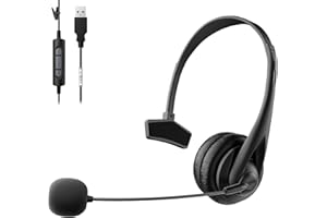 Voistek Cuffie USB PC con microfono binaurale, cancellazione del rumore, microfono per cancellazione del rumore, suono stereo chiaro per call center, conferenze, skype, corsi online e musica