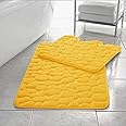 Comfort Collections Memory Foam Pebble Memory Foam Pebble Bath Mat Set Pedestal Bathroom Rug 2 Piece Soft Absorbent Non Slip Ochre Bath Mat (50CM X 80 CM) & Pedestal Mat (50CM X 40 CM) Approximate