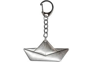 Miniblings Papierowy statek żaglowy breloczek do kluczy łódź statek origami płaski — ręcznie robiona modna biżuteria I I zawieszka kółko na klucze smycz na klucze brelok, 60mm, Metal