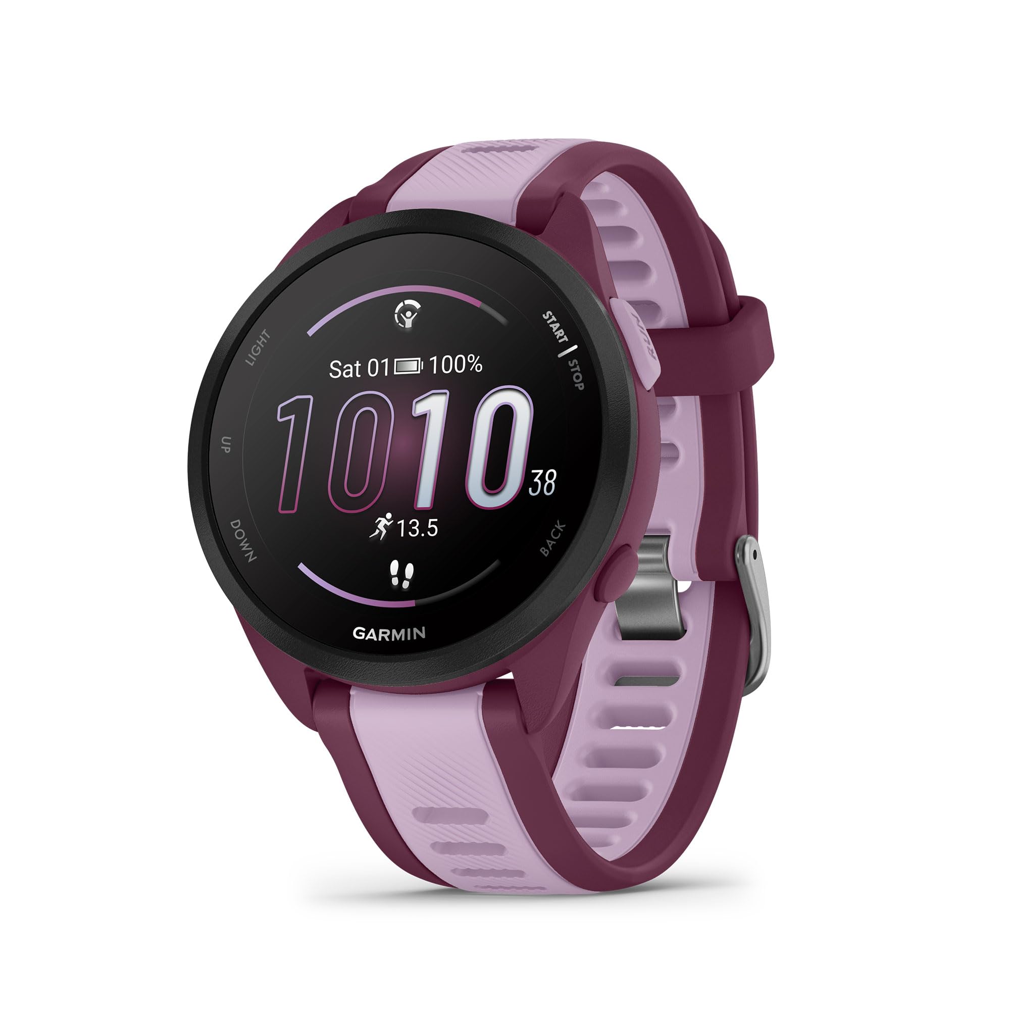 Garmin Forerunner 165 Music, Running Smartwatch, Colorful AMOLED Display, Training Metrics and Recovery Insights, Music on Your Wrist, (Berry/Lilac)