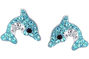 FIVE-D Kinder Ohrringe Delfin aus Kristall 925 Sterling Silber im Schmucketui