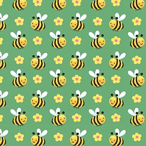 Fat Quarter Spring Fling Bees 100% Cotton Quilting Fabric Blank Quilting - Green