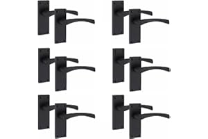 Golden Grace Victorian Scroll Astrid Door Handles Latch in Matt Black Finish, 6 Pairs - 120mm x 40mm Backplate