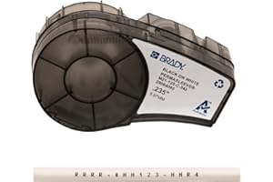 BRADY PermaSleeve - Tubo termorretráctil, 6 mm x 6 mm x 2,10 m, color negro sobre blanco