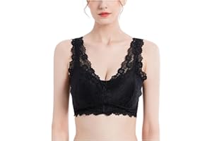 TELUSU Sexy Spitzen-Mastektomie-BHS for Frauen Vorderer Verschluss Unterwäsche Drahtfrei Brustprothese Sport-BH Mit Taschen (Color : Black, Size : XXL/XX-Large)